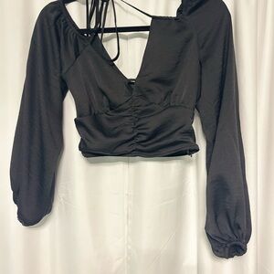 Topshop Black Ruched Blouse